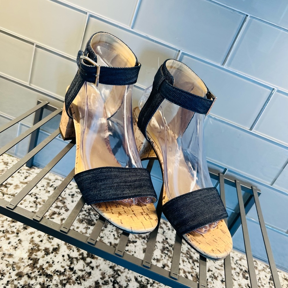 Denim UNISA Sandal with Cork Heel